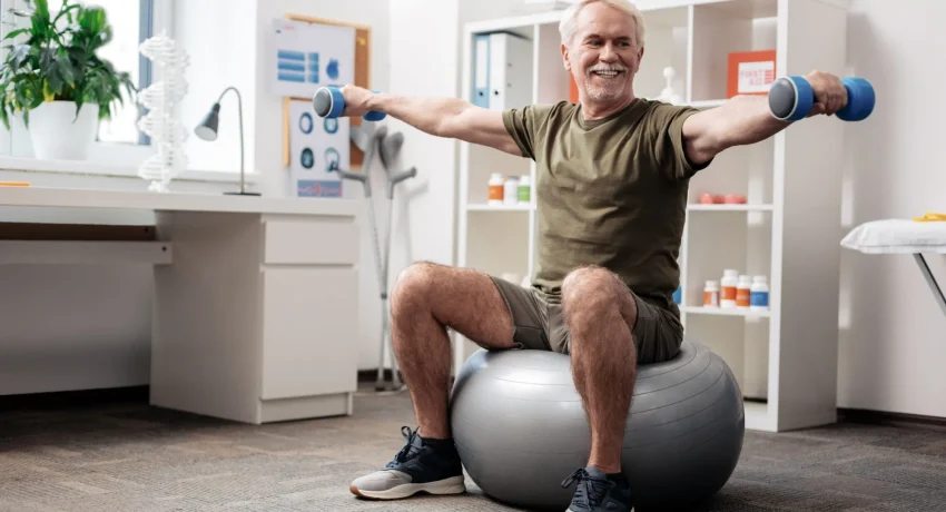 keeping-fit-delighted-aged-man-smiling-while-training-exercise-room